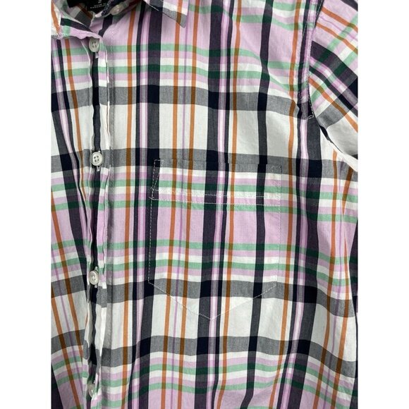 J. Crew Multicolor Plaid Classic Fit Long Sleeve Button Down Collared Top Size 2 - Picture 2 of 8